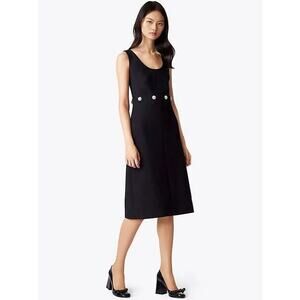 Tory Burch Women’s Black Fremont Midi Rhinestone Buttons Cocktail Dress Size 14